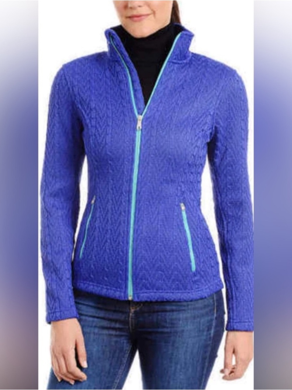 SPYDER Women's Royal Blue Cable Strike  Zip-Up Jacket Sz MD